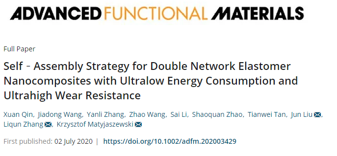 北京化工大學《AFM》：超低能耗、超高耐磨的雙網(wǎng)絡(luò)彈性體納米復合材料