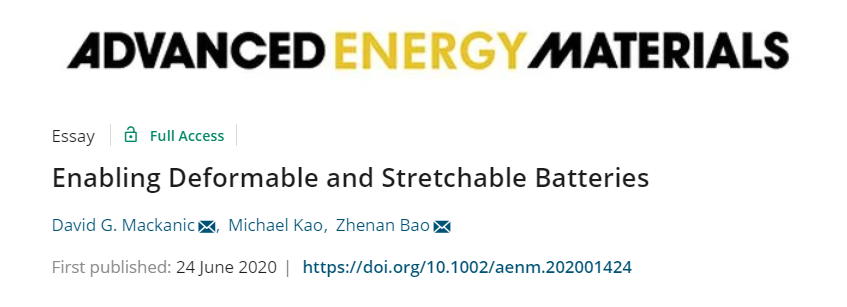 ?斯坦福大學(xué)鮑哲南團(tuán)隊(duì)《AEM》綜述：柔性可拉伸電池