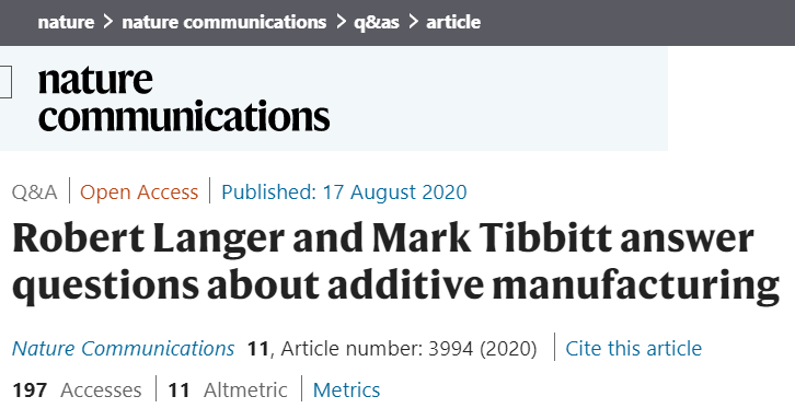 大神指路！三院院士，H指數(shù)274，Robert Langer專訪：增材制造該如何發(fā)展？
