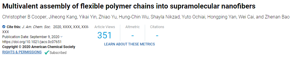 短的比長(zhǎng)的好！鮑哲南院士《JACS》：基于新型多位點(diǎn)柔性高分子自組裝單元的納米纖維