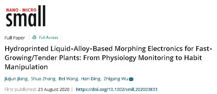 華中科技大學(xué)丁漢院士/吳志剛教授《Small》：可用于植物檢測和生長操控的液態(tài)金屬水轉(zhuǎn)印
